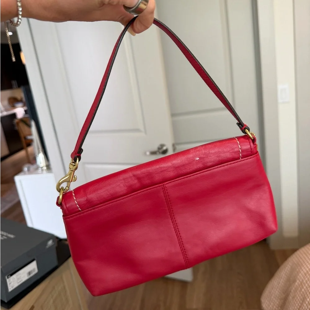 Vintage COACH Campbell Clutch Mini Purse Red Leather F50183
